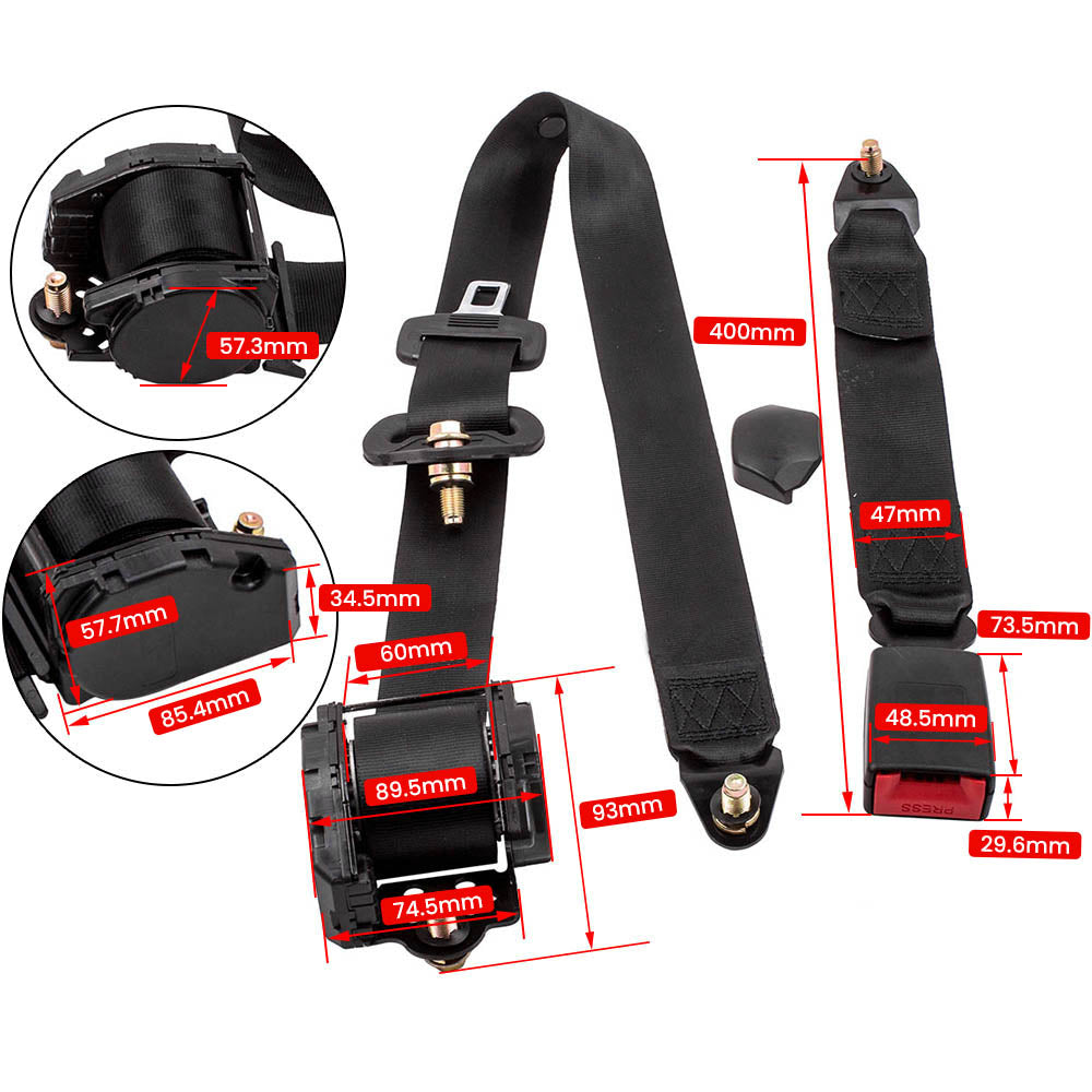 Universal 3-Point Retractable Seat Belt – Adjustable Lap & Diagonal Safety Strap