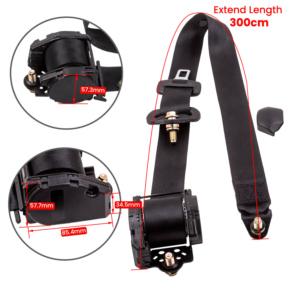 Universal 3-Point Retractable Seat Belt – Adjustable Lap & Diagonal Safety Strap