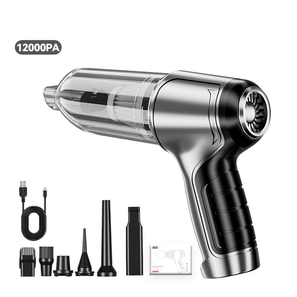 2-in-1 Handheld Cordless Car Vacuum & Power Blower – High-Speed German Brushless Motor, Wet/Dry Suction, 4 Nozzles & 3 Replacement Filters