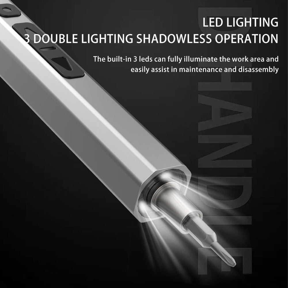 Precision Electric Screwdriver Set – LED Shadowless Light & Magnetic Project Mat