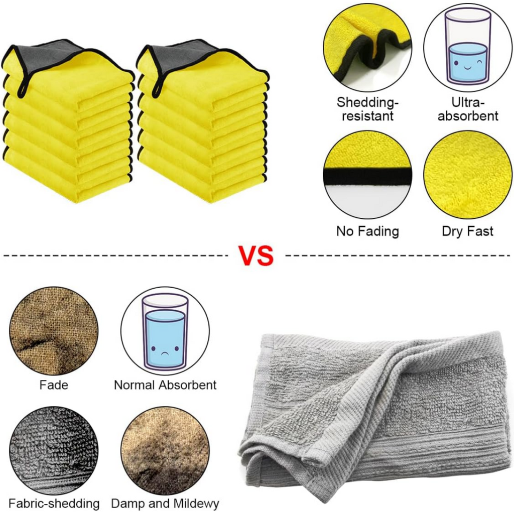 12-Pack Premium Microfiber Car Drying Towels – Extra Soft Coral Fleece (30x40cm)