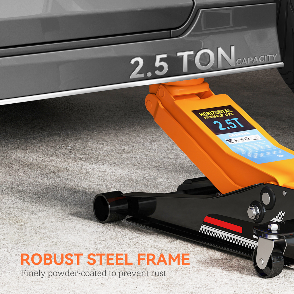 2.5 Ton Low-Profile Hydraulic Floor Jack – Rapid Dual Pump Lifting (7.5cm - 47cm)