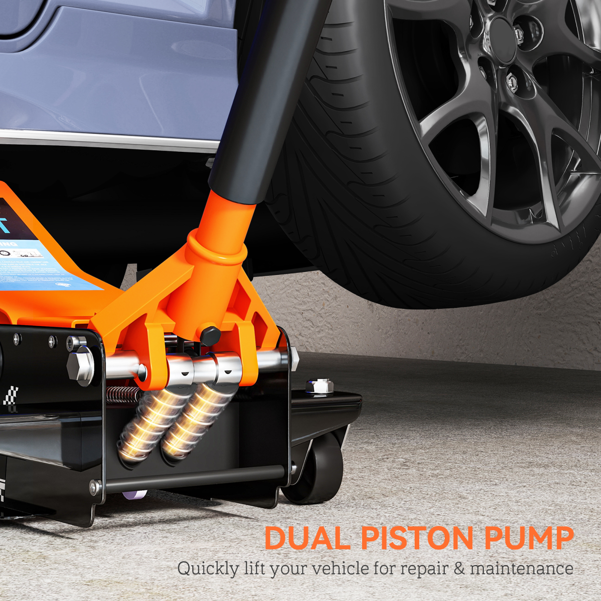2.5 Ton Low-Profile Hydraulic Floor Jack – Rapid Dual Pump Lifting (7.5cm - 47cm)