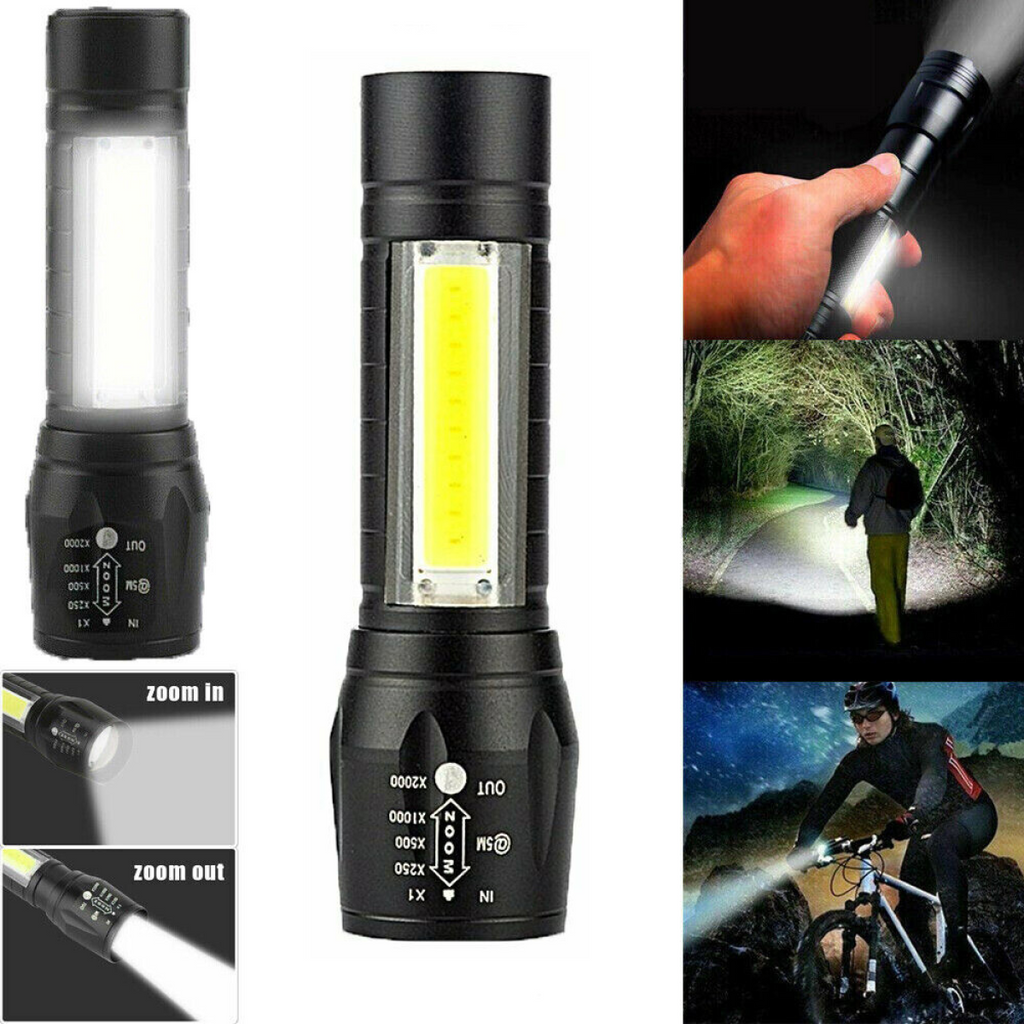 2-Pack Ultra-Bright LED Rechargeable Flashlight Set – Portable COB Work Light & Tactical Torch