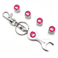 Anti-Theft Metal Tire Valve Caps with Integrated Wrench Keychain - Universal Fit