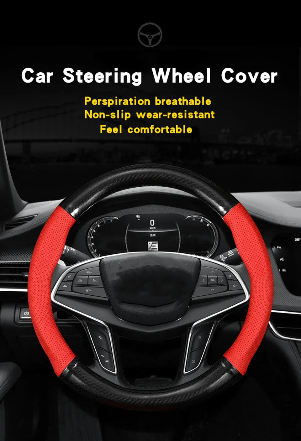 Universal 38cm Hand-Sewn Microfiber Leather Steering Wheel Cover | DIY Stitched Non-Slip & Breathable Protector for O/D-Type Wheels