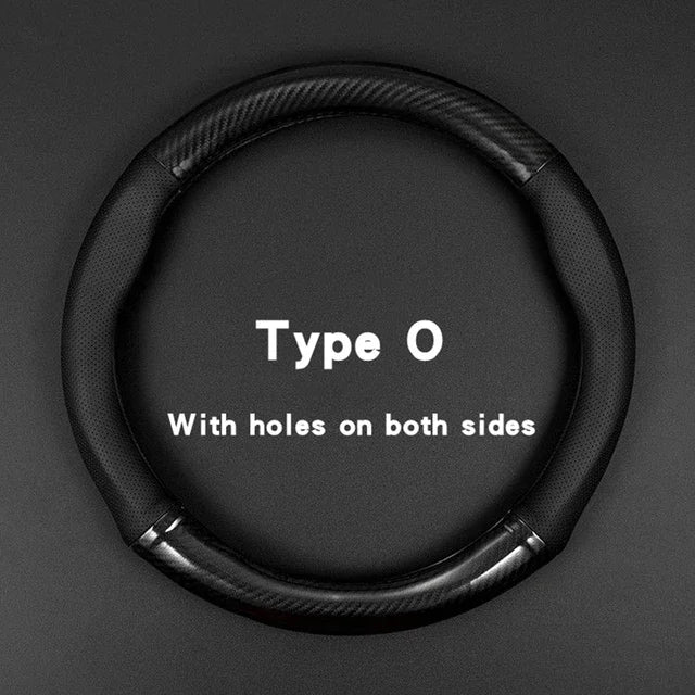Universal 38cm Hand-Sewn Microfiber Leather Steering Wheel Cover | DIY Stitched Non-Slip & Breathable Protector for O/D-Type Wheels