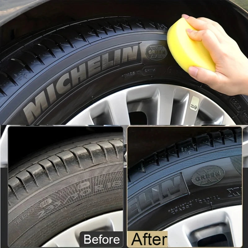 Premium Black Shiny Tire Wax | Long-Lasting High-Gloss Shine, UV Protection & Anti-Cracking Rubber Restorer