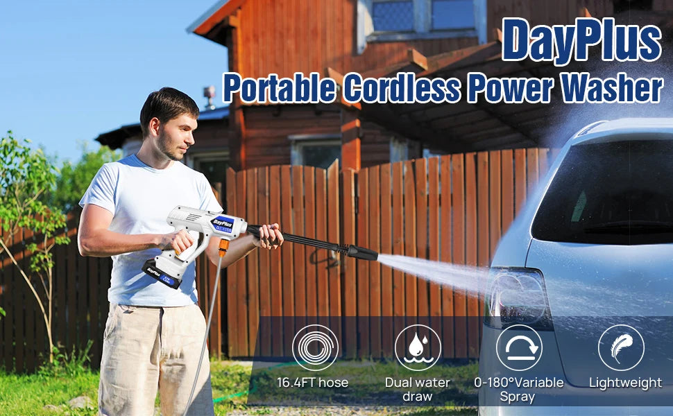 Aqua Jet Pro Cordless | Portable High-Pressure Car Wash with 6-in-1 Nozzle | Handheld Power Washer for Garden, Windows, Cars & Motorbikes