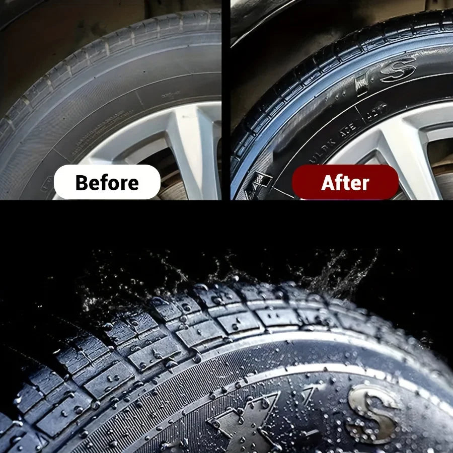 Premium Black Shiny Tire Wax | Long-Lasting High-Gloss Shine, UV Protection & Anti-Cracking Rubber Restorer