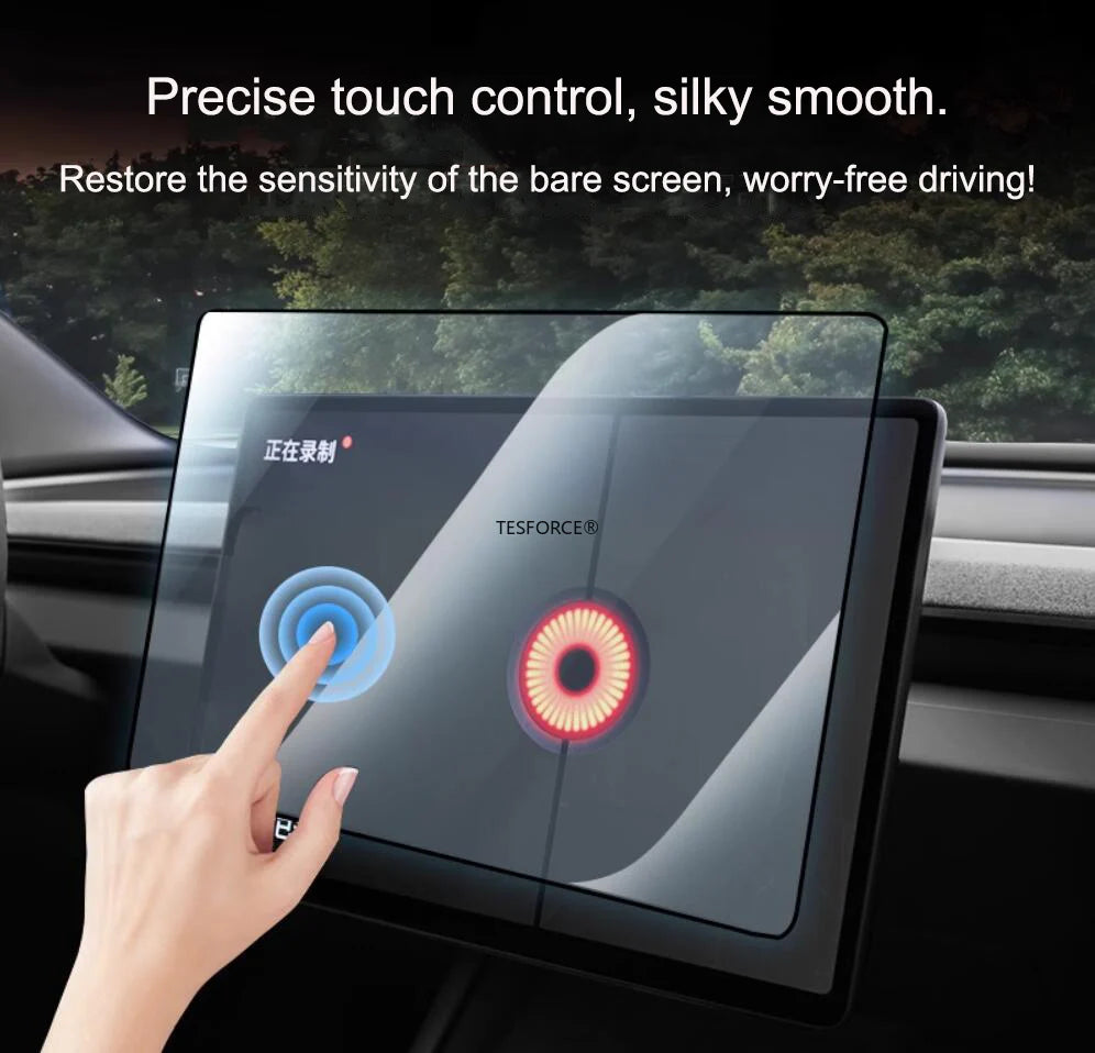 TESFORCE Tempered Glass Screen Protector for Tesla Model 3 Highland (2023-2026) & Model Y Juniper – Front Navigation & Rear Screen HD/Matte Film Kit