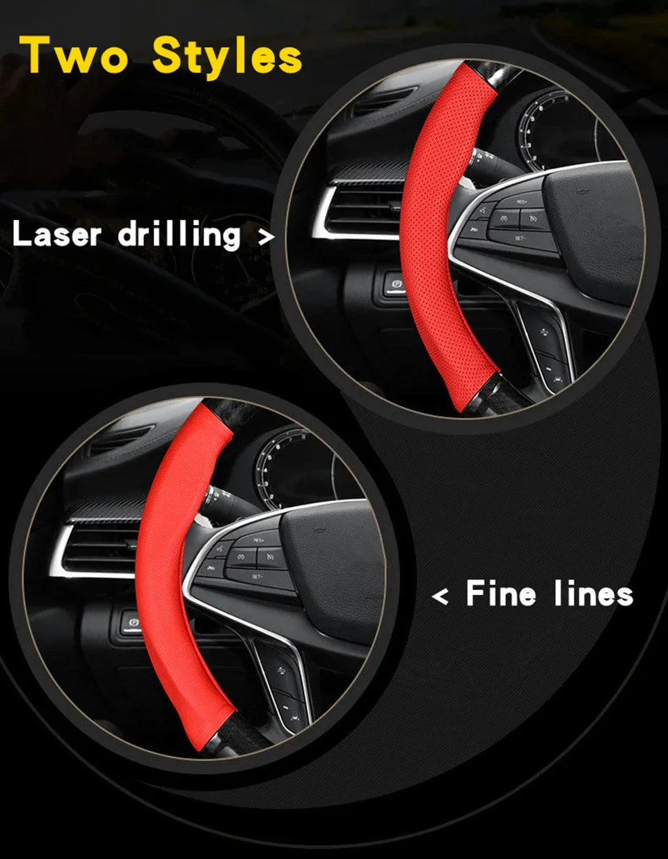 Universal 38cm Hand-Sewn Microfiber Leather Steering Wheel Cover | DIY Stitched Non-Slip & Breathable Protector for O/D-Type Wheels