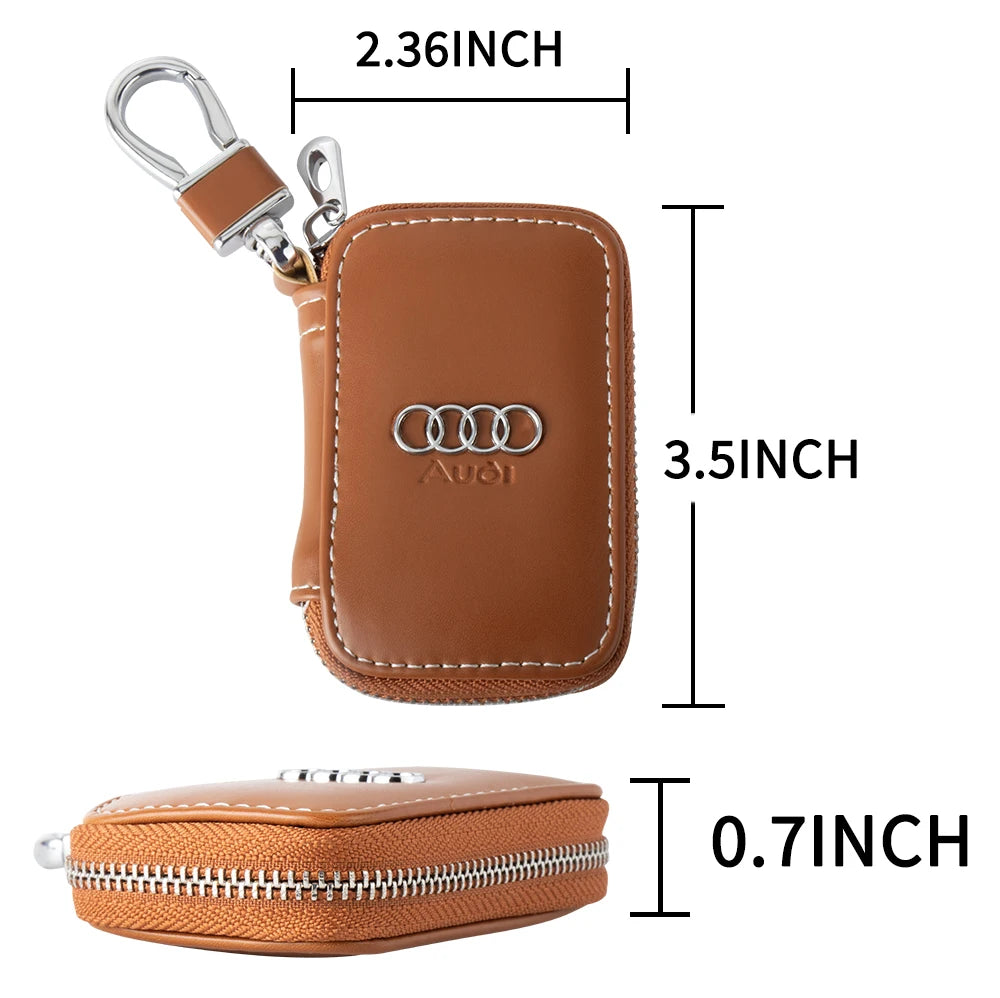 Premium Genuine Leather Car Key Fob Cover - Audi S-Line Edition. Alternative: Luxury Leather Key Protector for Audi A1, A3, A4, A5, A6, Q3, Q5, Q7