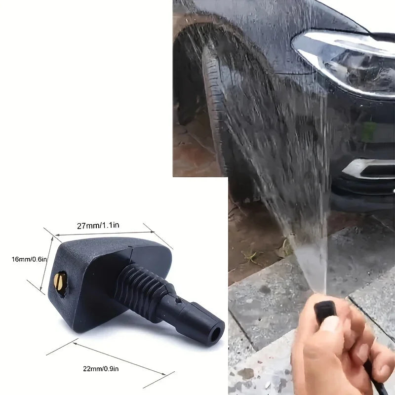 2-Piece Universal Car Front Hood Wiper Nozzle Kit | Adjustable Fan-Shaped Spray Washer Jet | High-Efficiency Windshield Sprinkler Replacement
