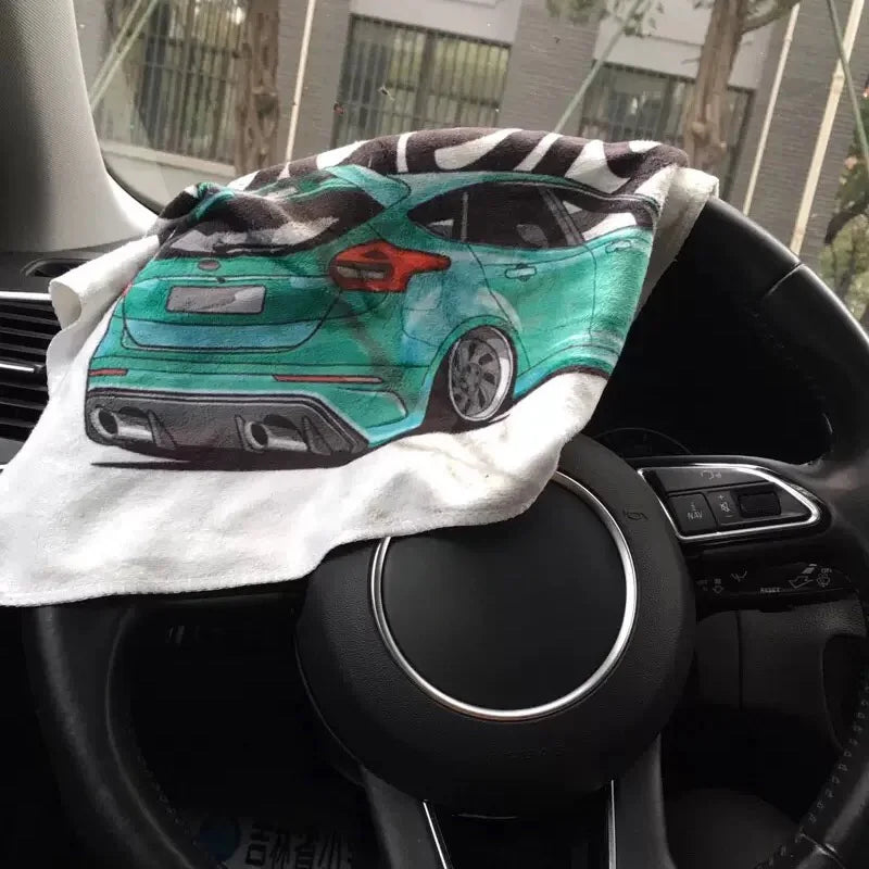 Premium Car Wash Microfiber Towel (34x34) Large Car Cleaning & Drying Cloth | Scratch-Free Hemming for Detailing, Car Care & Custom Mods | 75x75cm
