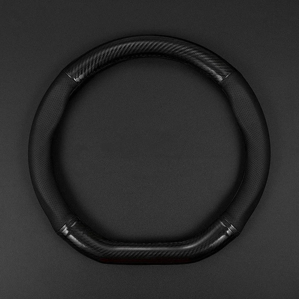 Universal 38cm Hand-Sewn Microfiber Leather Steering Wheel Cover | DIY Stitched Non-Slip & Breathable Protector for O/D-Type Wheels