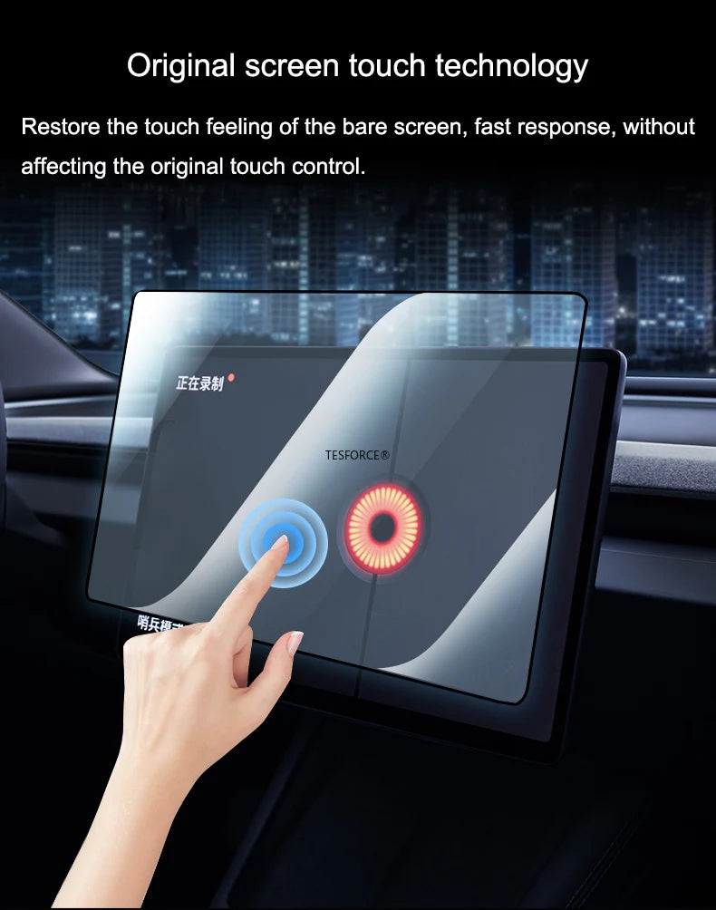 TESFORCE Tempered Glass Screen Protector for Tesla Model 3 Highland (2023-2026) & Model Y Juniper – Front Navigation & Rear Screen HD/Matte Film Kit