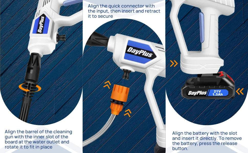 Aqua Jet Pro Cordless | Portable High-Pressure Car Wash with 6-in-1 Nozzle | Handheld Power Washer for Garden, Windows, Cars & Motorbikes