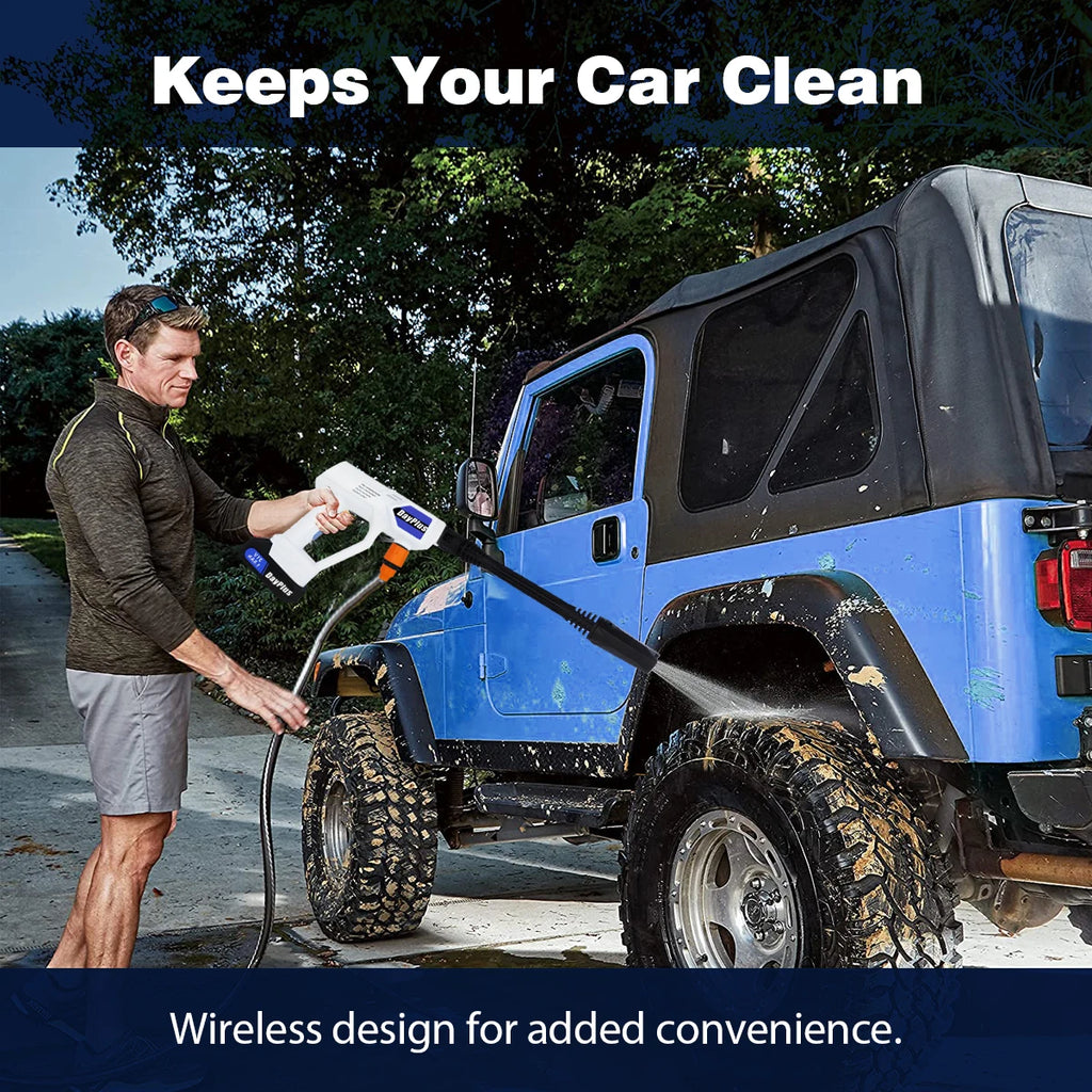 Aqua Jet Pro Cordless | Portable High-Pressure Car Wash with 6-in-1 Nozzle | Handheld Power Washer for Garden, Windows, Cars & Motorbikes