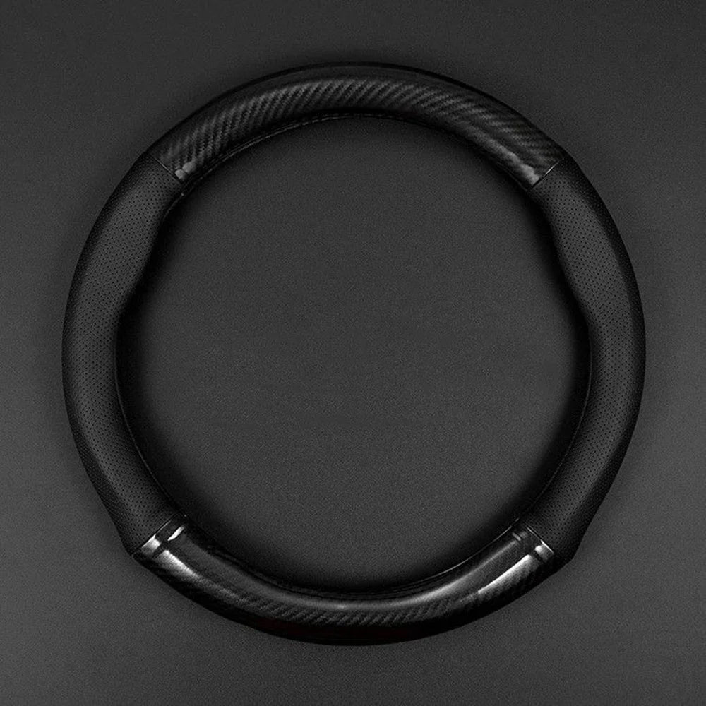 Universal 38cm Hand-Sewn Microfiber Leather Steering Wheel Cover | DIY Stitched Non-Slip & Breathable Protector for O/D-Type Wheels