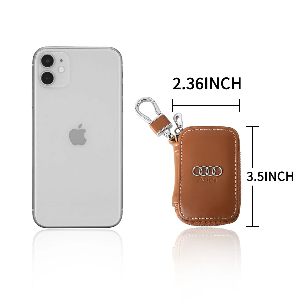Premium Genuine Leather Car Key Fob Cover - Audi S-Line Edition. Alternative: Luxury Leather Key Protector for Audi A1, A3, A4, A5, A6, Q3, Q5, Q7
