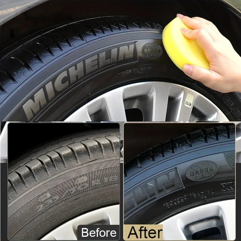 Premium Black Shiny Tire Wax | Long-Lasting High-Gloss Shine, UV Protection & Anti-Cracking Rubber Restorer