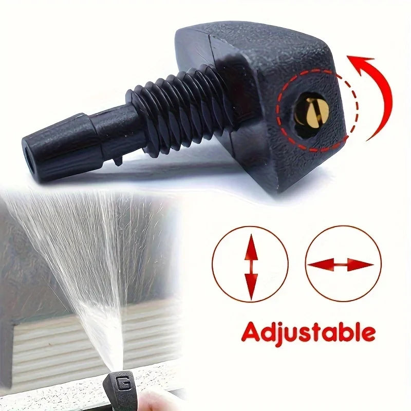 2-Piece Universal Car Front Hood Wiper Nozzle Kit | Adjustable Fan-Shaped Spray Washer Jet | High-Efficiency Windshield Sprinkler Replacement