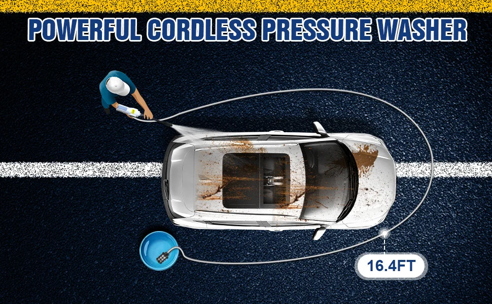 Aqua Jet Pro Cordless | Portable High-Pressure Car Wash with 6-in-1 Nozzle | Handheld Power Washer for Garden, Windows, Cars & Motorbikes
